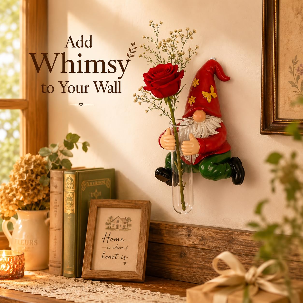 XYQXYQ Wall Gnome Statue-Unique Wall Growers Sculpture,Cute Gnome Vase,Outdoor Tree Decorations,Patio Yard Lawn Porch Decor,Garden Ornament Gift