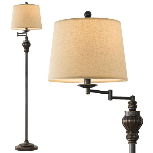 G-SAFAVA 61" Vintage Floor Lamp with 350° Adjustable Swing Arm, Standing Lamp for Bedroom Living Room Bedside Nightstand Retro Farmhouse Mid Century Lamp Light Home Décor Office Gifts