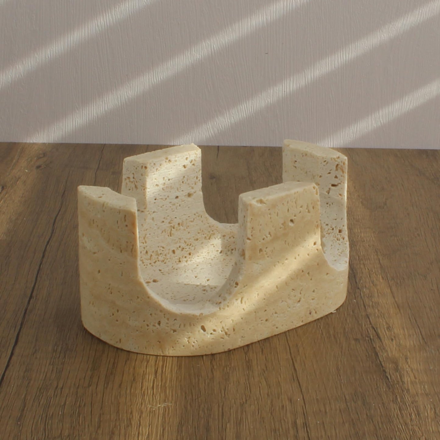 Nawgnail Natural Travertine Marble 2-Slot Sponge Holder for Kitchen Counter, 2-in-1 Stone Drying Rack, Sponge Caddy for Sink Organizer - Beige Travertine