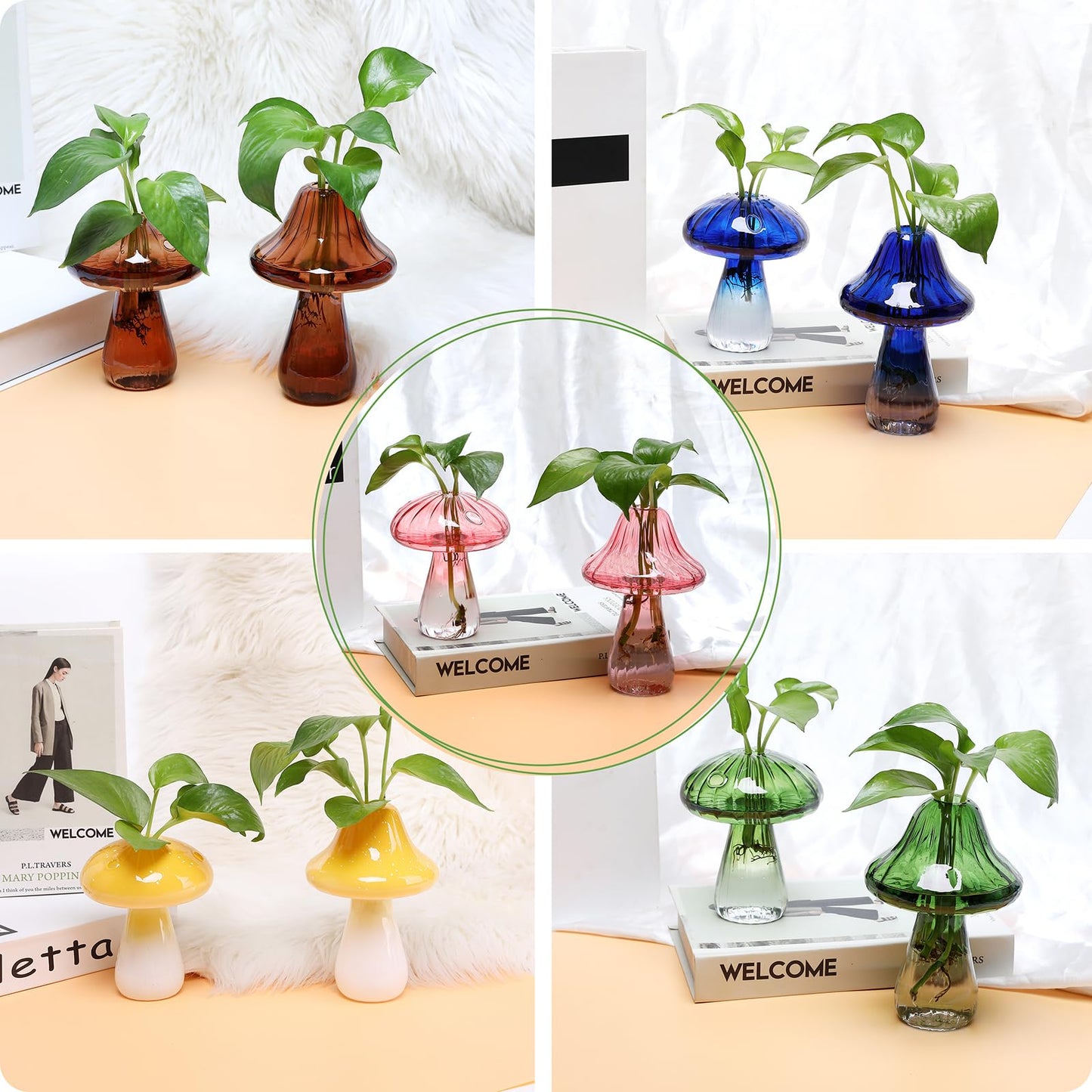 Mushroom Glass Vase Propagation Stations Flower Vases