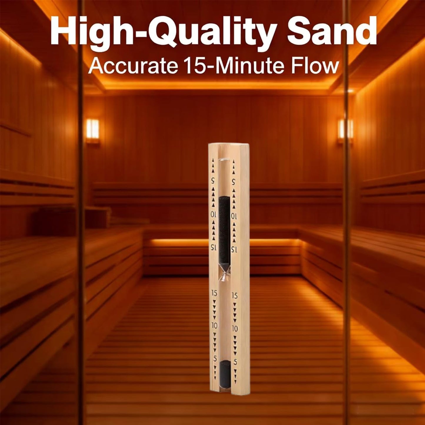 Black Sauna Sand Timer, 15 Minute Heat Resistant Sand Clock Hour Glass Timer for Sauna, SPA, Bathroom