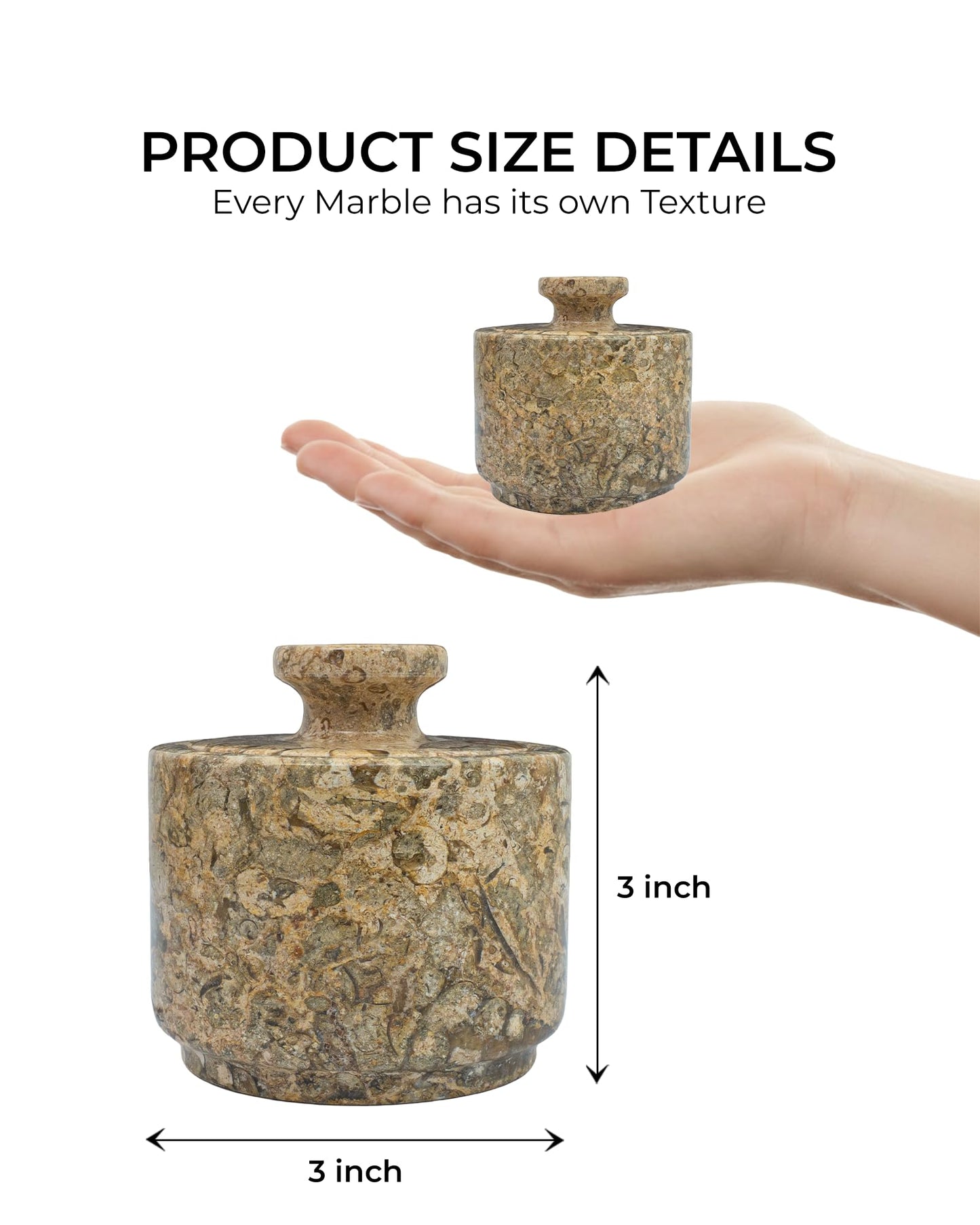 UrbanFocal Marble Salt Cellar With Lid - Stone Salt Container And Stone Salt Holder, Spice Jars for Counter, Candy Jar & Spice Jar, Coral