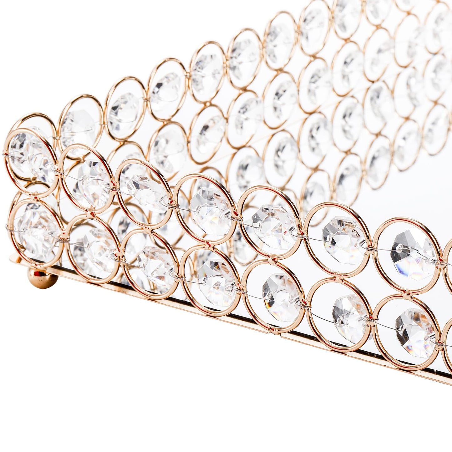 Hedume Crystal Vanity Tray, 12.3" x 8" Mirrored Cosmetic Makeup Tray, Large Jewelry Trinket Organizer Tray, Ornate Decorative Tray for Dresser Countertop Wedding Home Bathroom