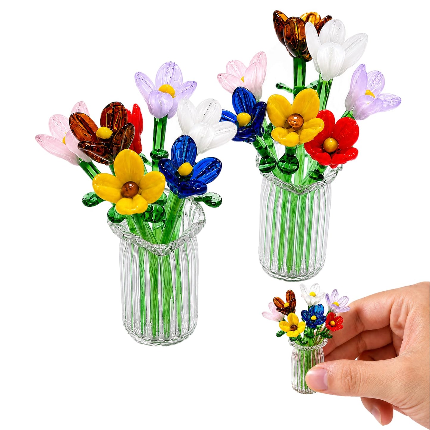 Nalqev Artificial Flowers and Vase,Glass Flower Vases for Bouquet