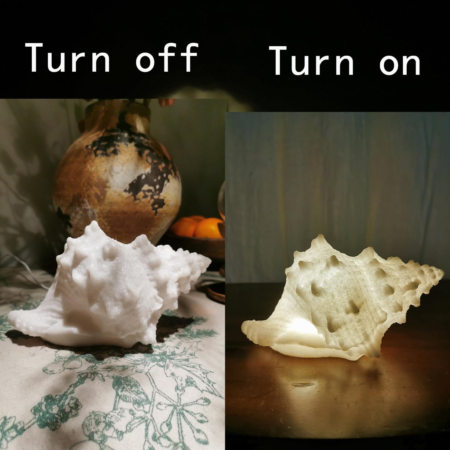 UFAIRV Conch Shell Night Light, Warm White, Sandstone Material
