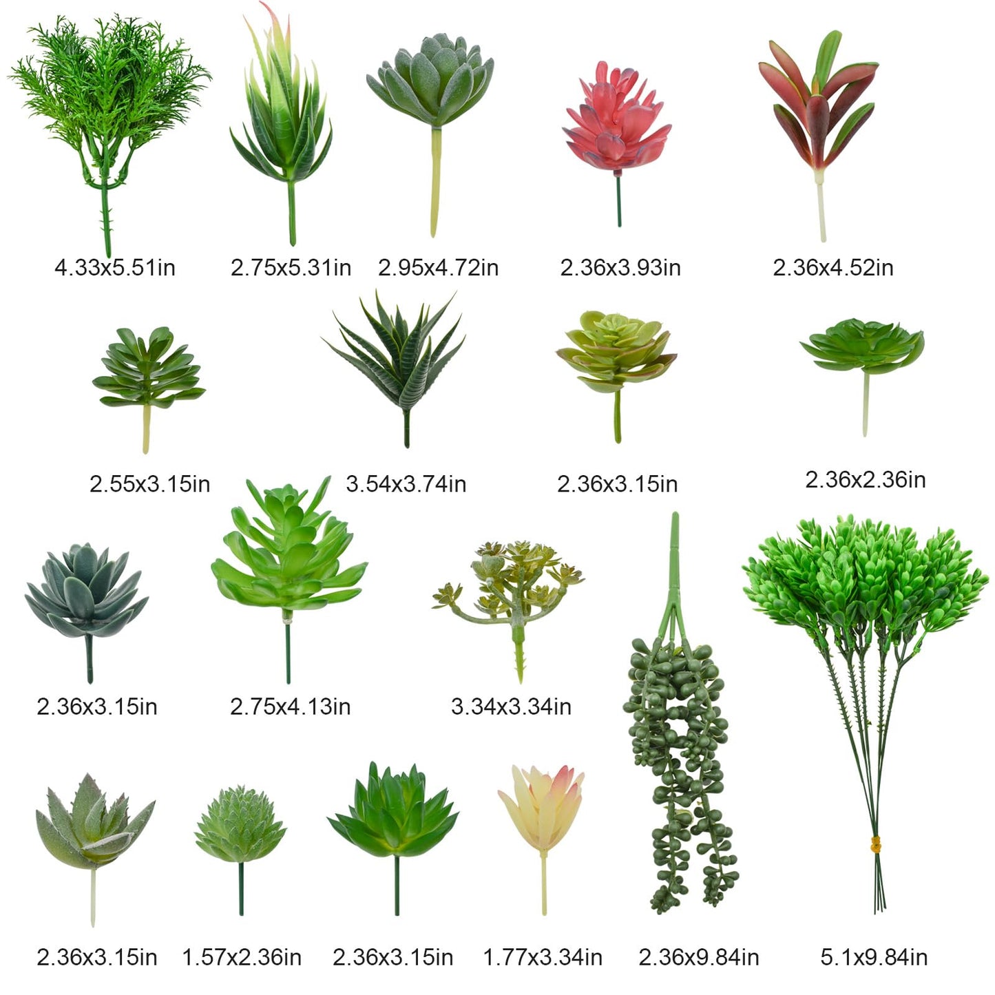 Bacucine 18pcs Artificial Succulent Plants Realistic Unpotted Fake Succulents Mini Faux Plants for Garden Office Party Indoor Outdoor Home Decor