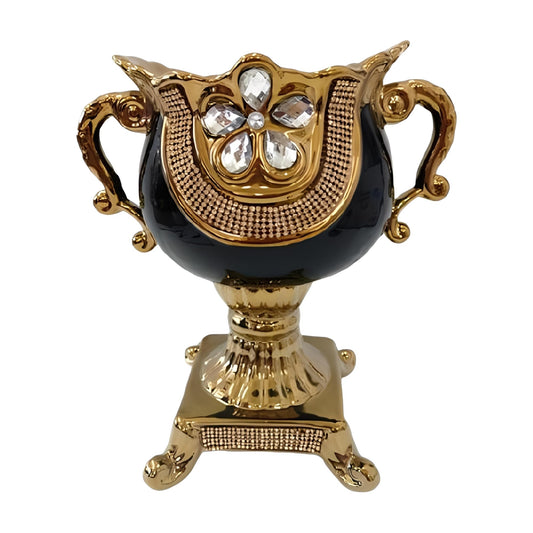 ICE Armor 12.5" H Black & Golden Color Vintage Floral Embellished Ceramic Vase Stylish Home and Office Decor Luxury Ornament Great Gift for Home Lovers