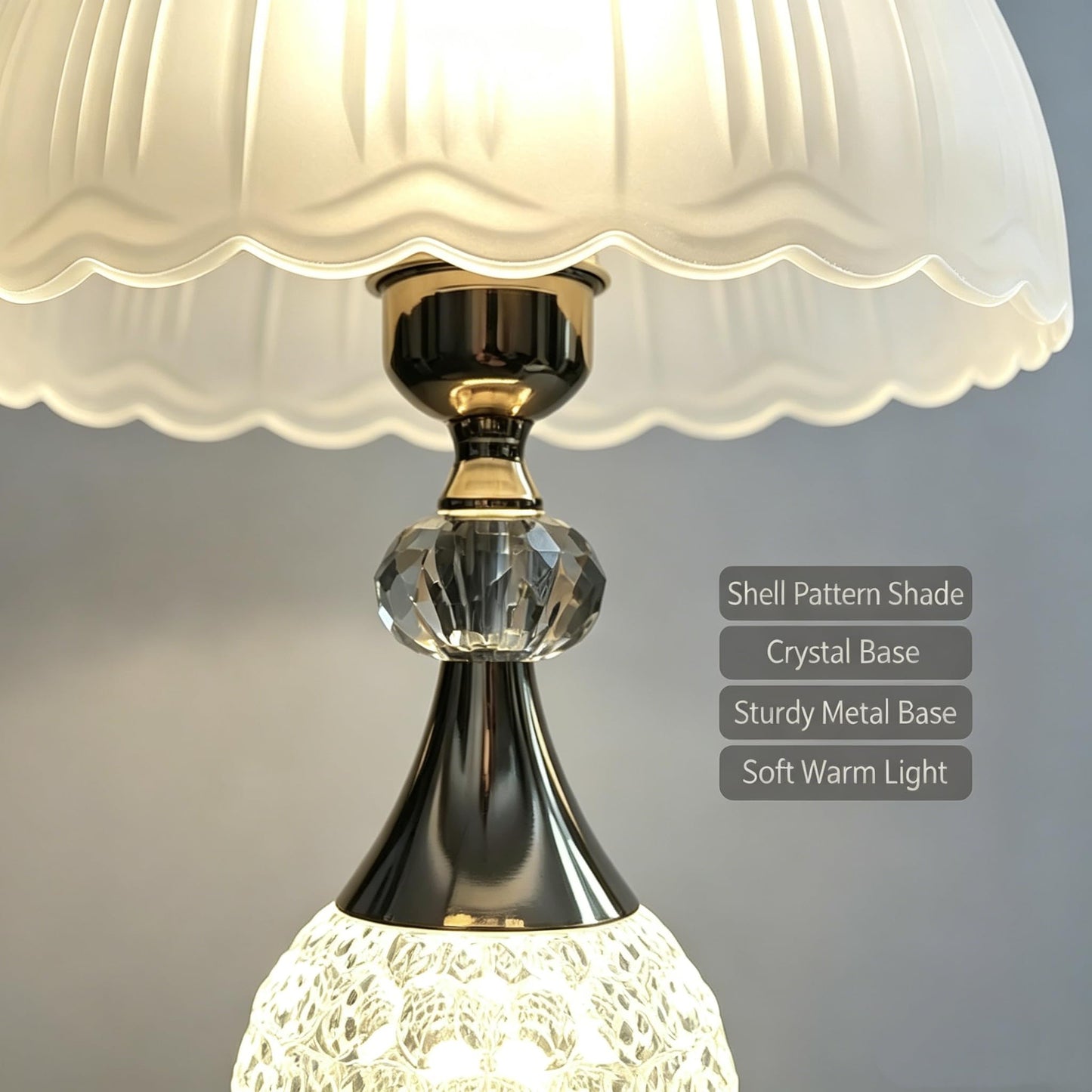 xiaojuande Crystal Table Lamp, Gold Glass with White Lampshade