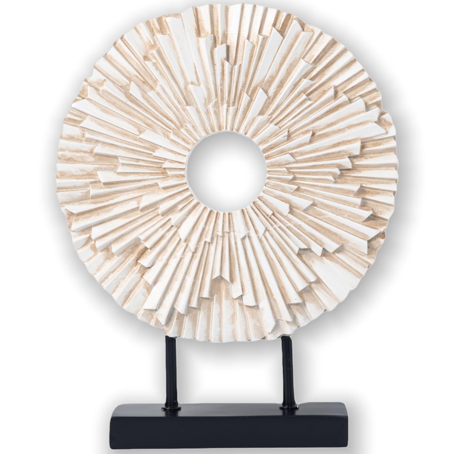 HODESumPure Gold Luxury Round Decorative Sculpture Statue Above Cabinet Home Decorations for Living Room Kitchen Fireplace Mantel Office Bookshelf Table Top Home Decor Accents (White)