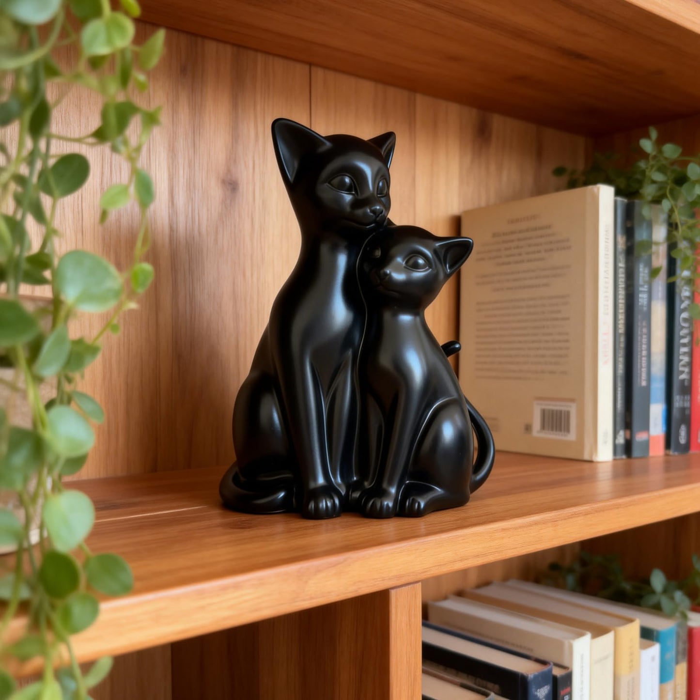 JOOMBE Black Cat Statue Animal Couple Figurine for Cat Lovers Gifts