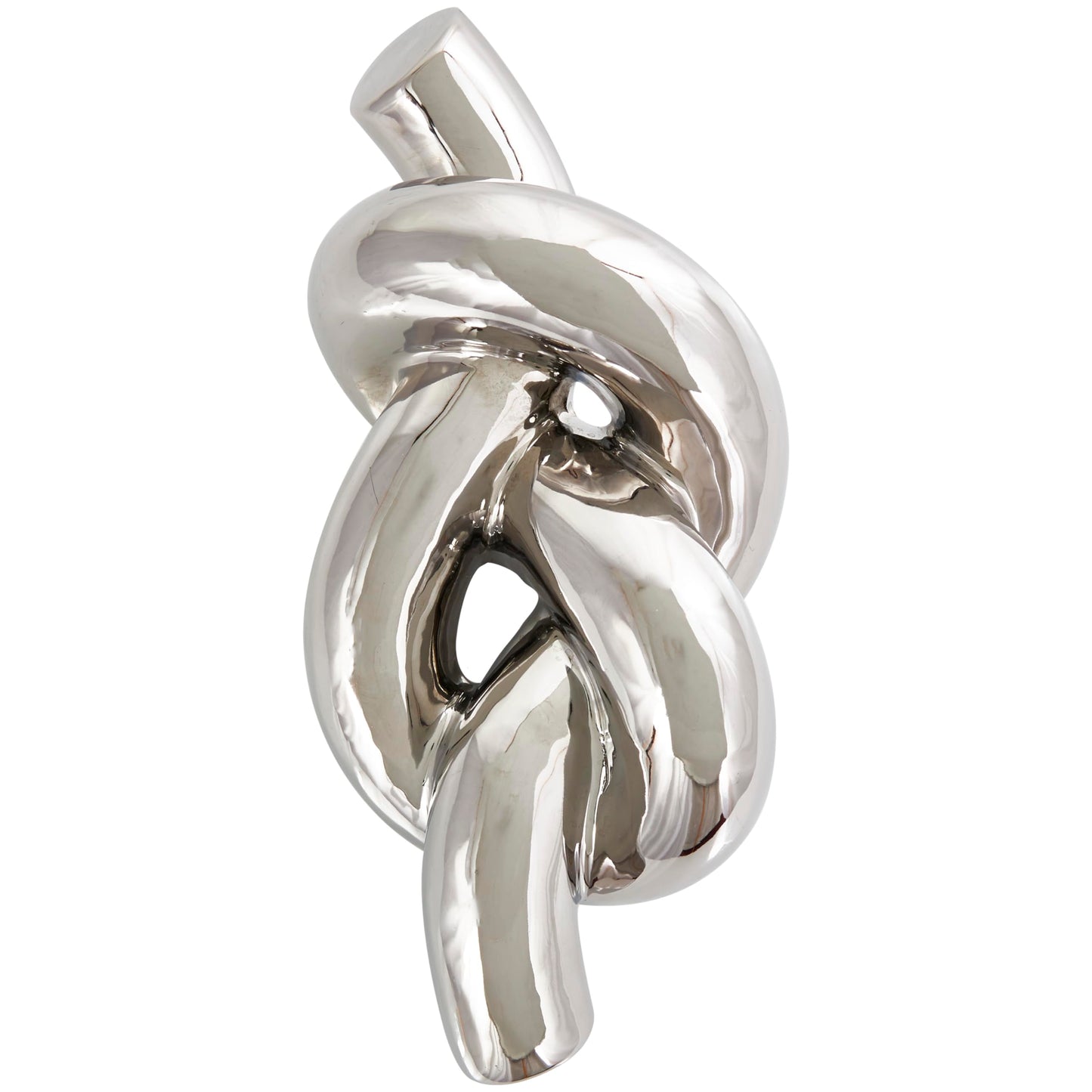Deco 79 Ceramic Knot Decorative Sculpture Abstract Home Decor Statue, Accent Figurine 12" x 6" x 4", Silver