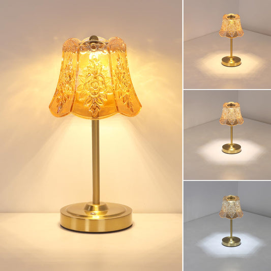 Shenmoyl Cordless Touch Table Lamp with 5200mAh Battery - 3 Adjustable Color Temperatures & Dimmable, Rechargeable Desk Lamp for Bedroom, Living Room, Office, Entryway, Bookshelves (Amber Rose)