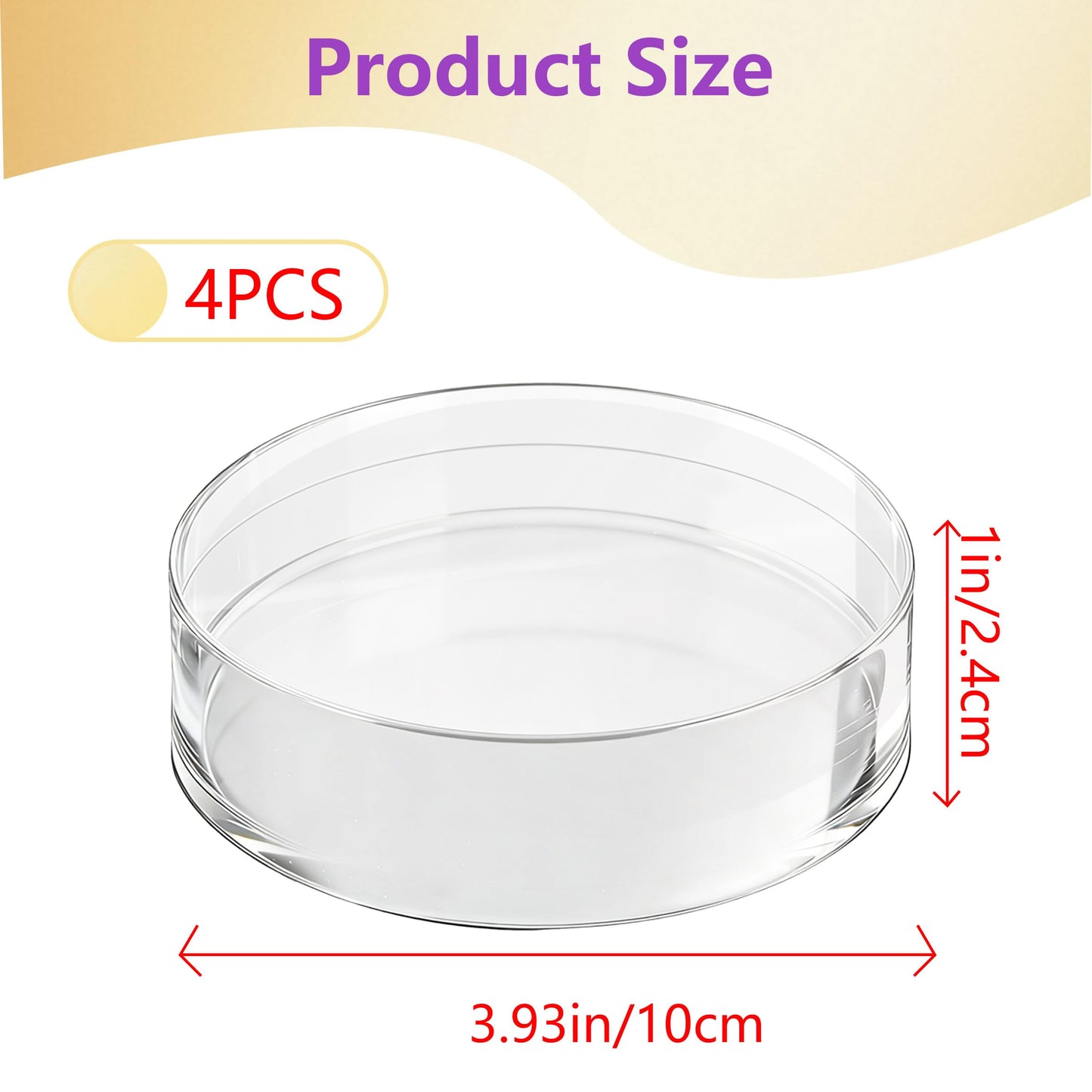 VELATYVIO 4 Pcs Diameter 4 Inches Acrylic cubes for display Polished clear round display block Acrylic risers display base stands for Ring Jewelry and Other Items Holder Base