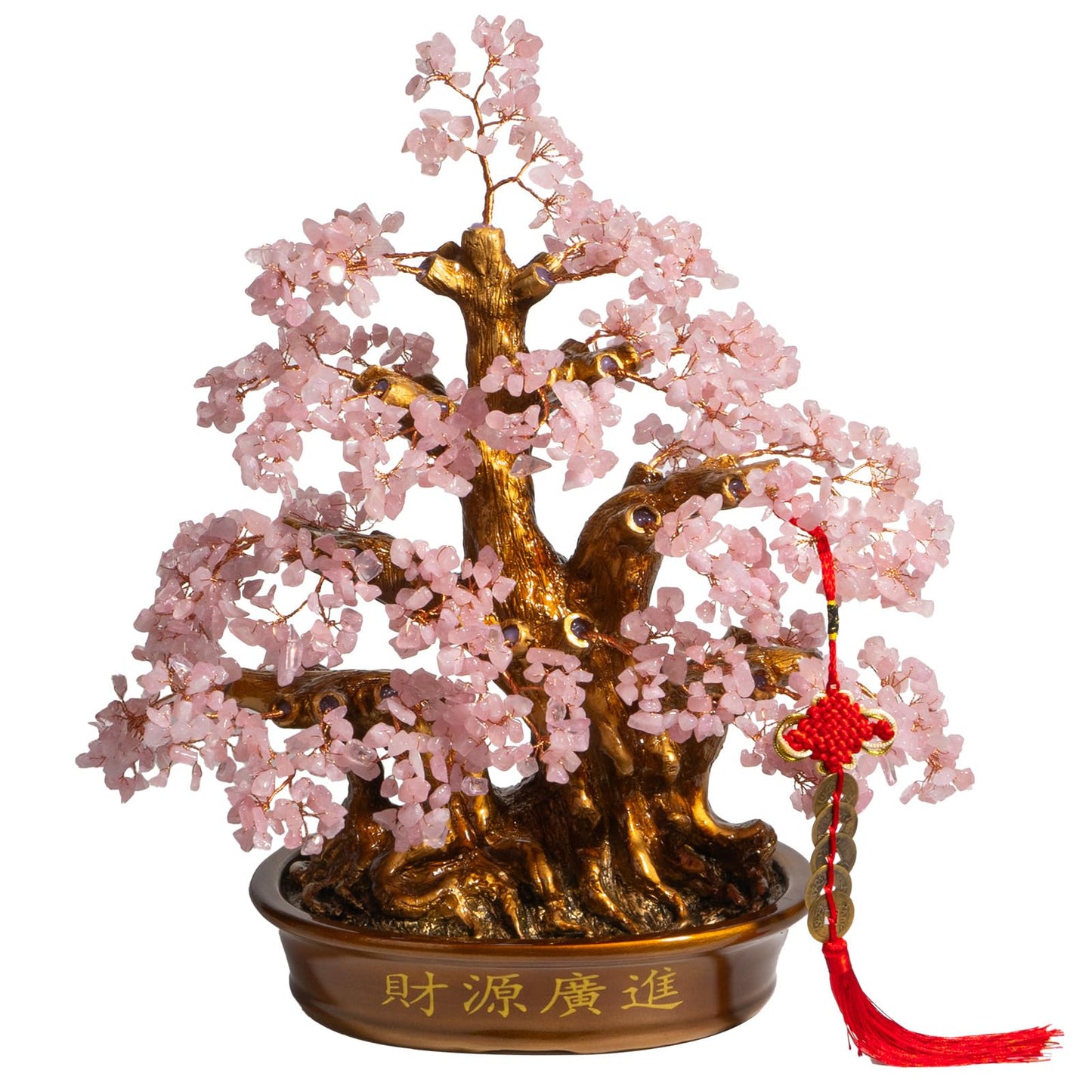 Natural Rose Quartz Tree Large,18" Chakra Crystal Tree(1,300 Gemstone Count) Healing Properties - Bonsai Feng Shui Money Tree for Love Self Care Home Office Decoration