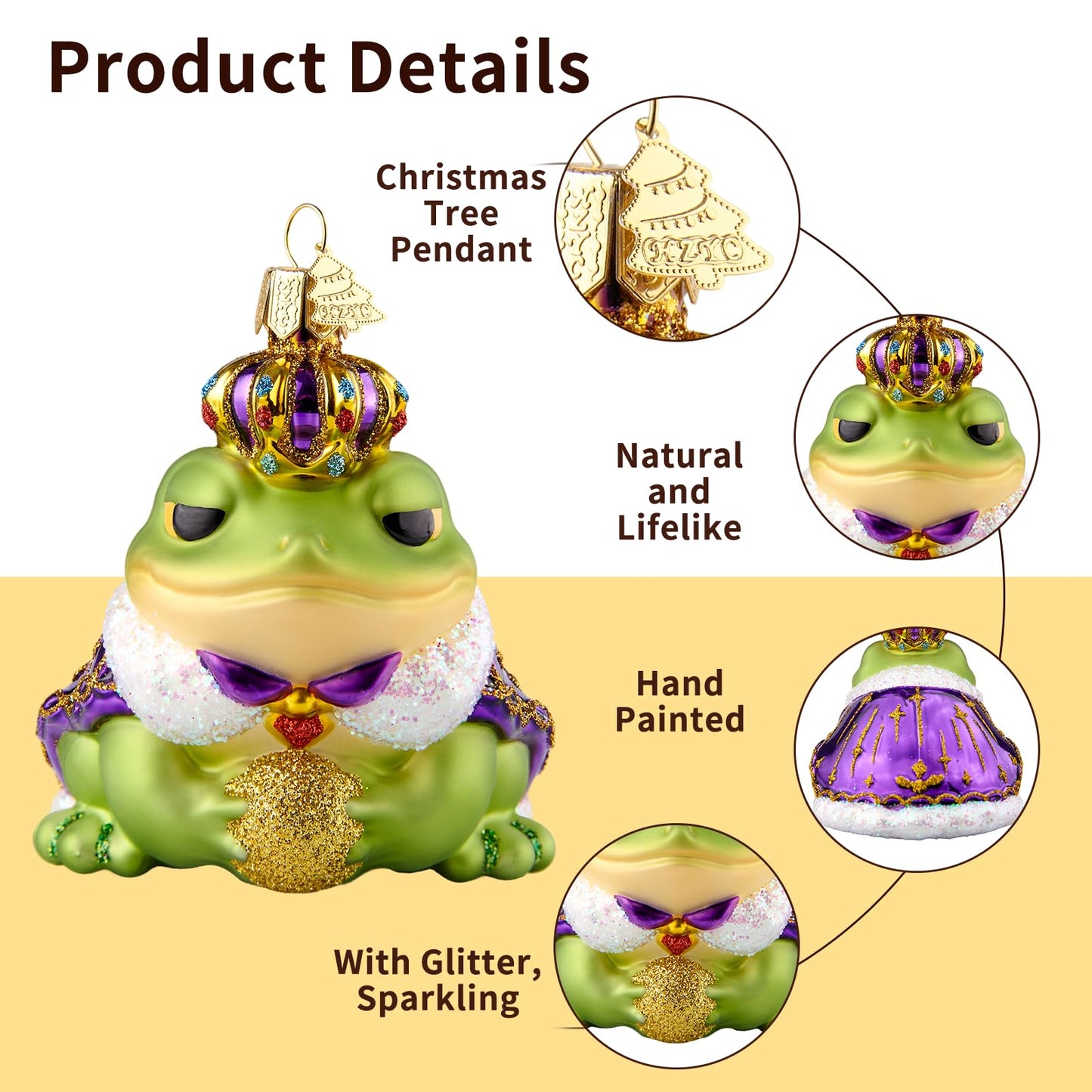 Hzyc Christmas Ornaments,Glass Frog Ornament,Christmas Tree Decorations