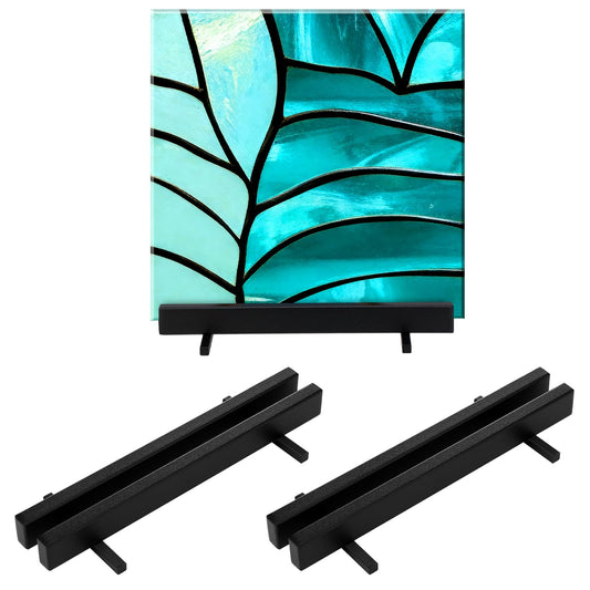 AceOrbit 2 Pcs Display Stand Tile Display Stand for Art Panels Picture Photos Plaques and Warm Glass Art Creations Collectibles Ceramic Tiles Office Trade Show Office, or Gallery(Black,Metal)