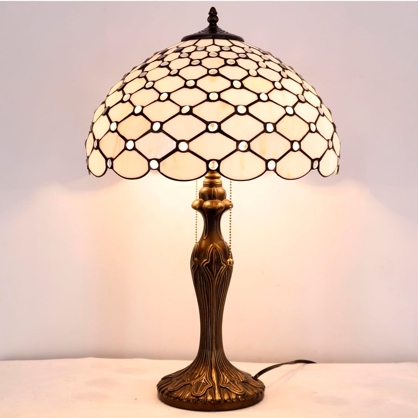 WERFACTORY Tiffany Table Lamp Stained Glass Bedside Lamp Desk Reading Light