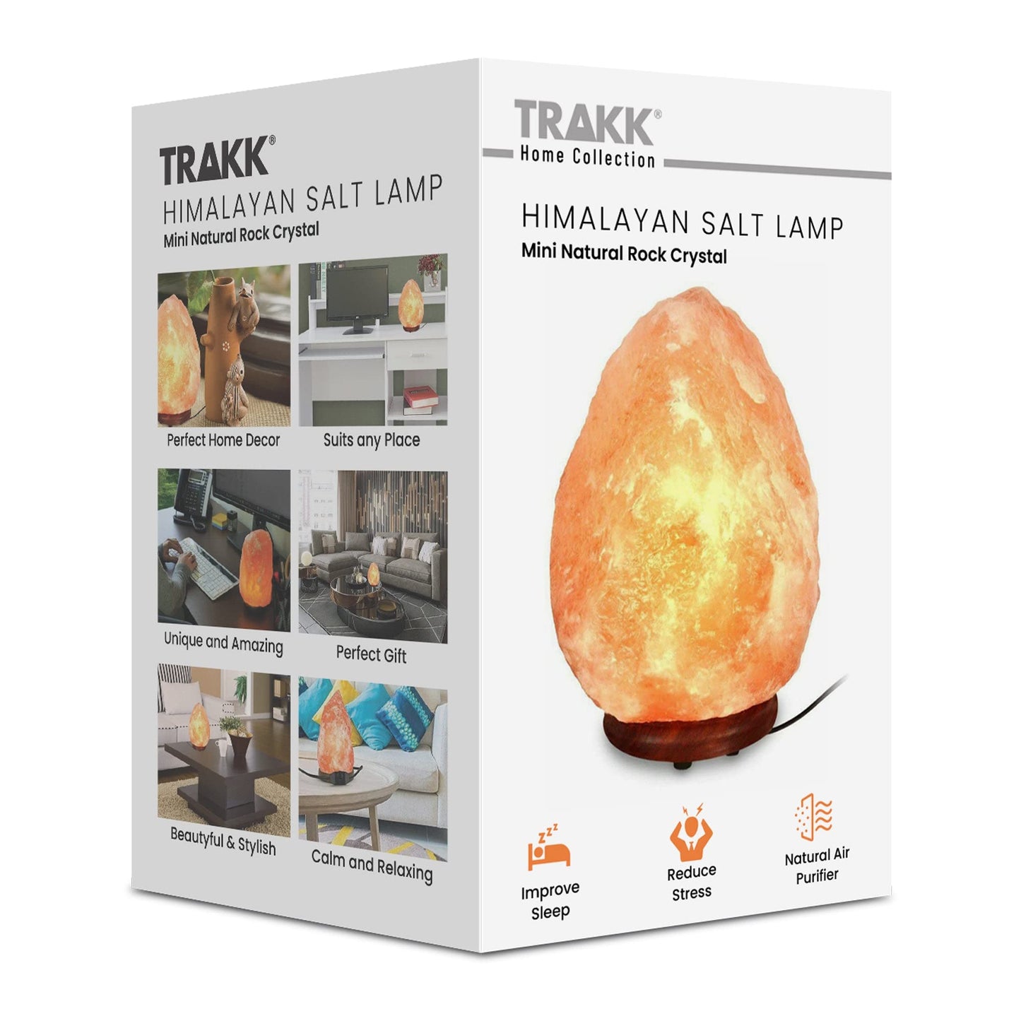 TRAKK Himalayan Salt Lamp 7 Inch All Natural Crystal Salt Rock Night Light Classic Base