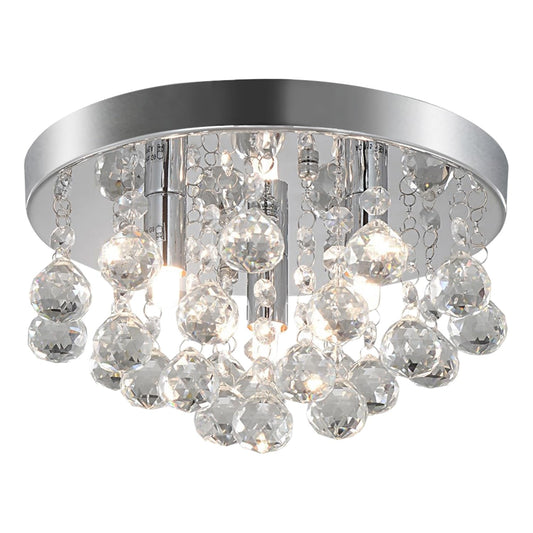 TISLYCO Modern Raindrop Crystal Chandelier, 3 Lights Flush Mount Ceiling Light, Silver Modern Mini Ceiling Light Fixture for Bedroom, Dining Room, Living Room, Hallway, Closet, Bathroom