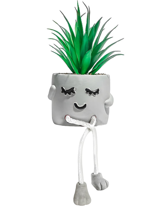 OLEEK Small Fake Plants Office Decor - Fake Succulents Plants Artificial for Desk Decor- Shelf sitters with Dangling Legs - Fake Plant Office Decorations for Work - Office Decor for Women - Office