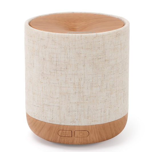 ZmarKraft Essential Oil Diffuser 200ml with Fabric Cover and Night Lamp | Ultrasonic Aroma Diffuser | Humidifier w Lights | Room Decor | Small Humidifier for Bedroom | Gift (Light Brown)
