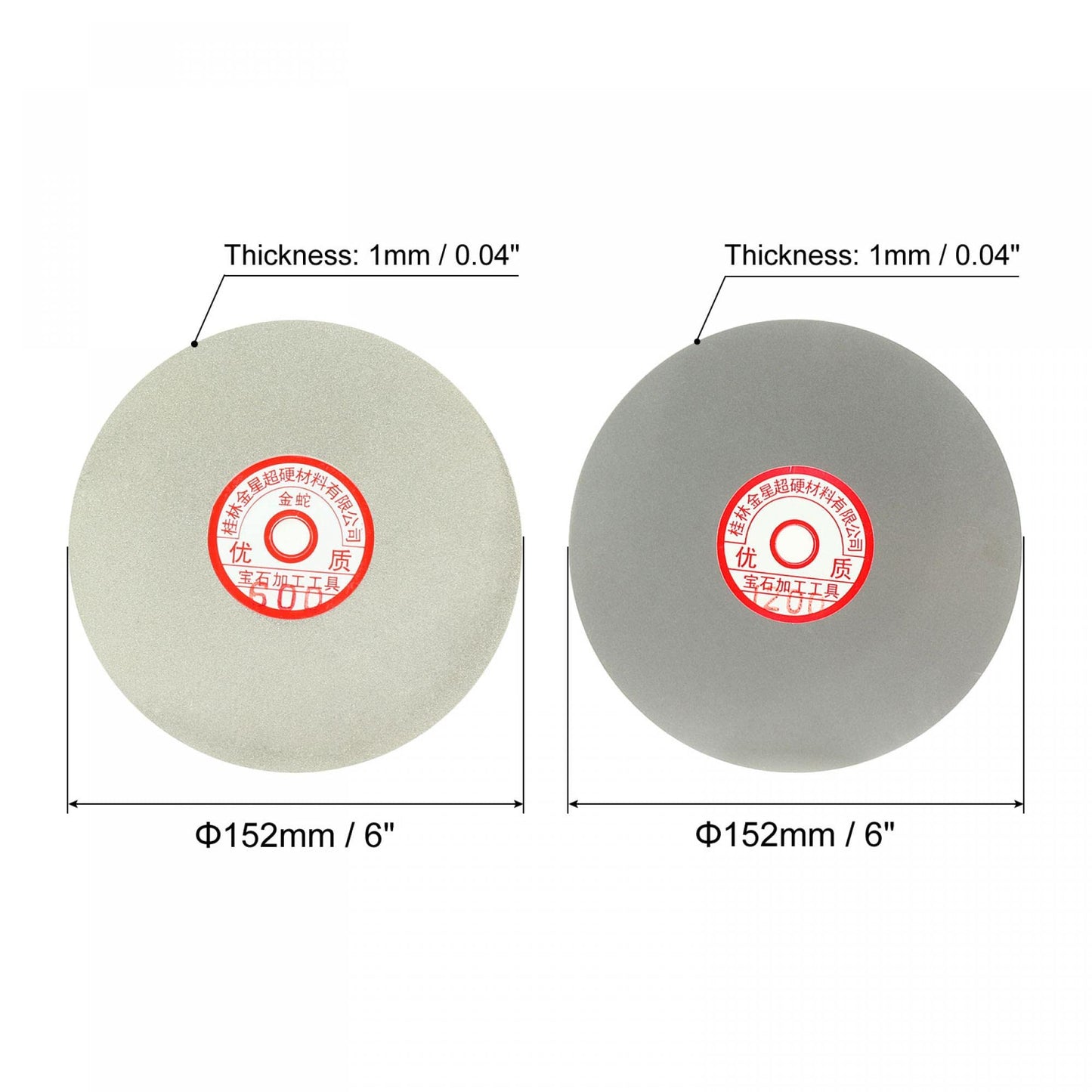 uxcell 6-inch 600 & 1200 Grit Diamond Coated Flat Lap Wheel Grinding Sanding Polishing Disc