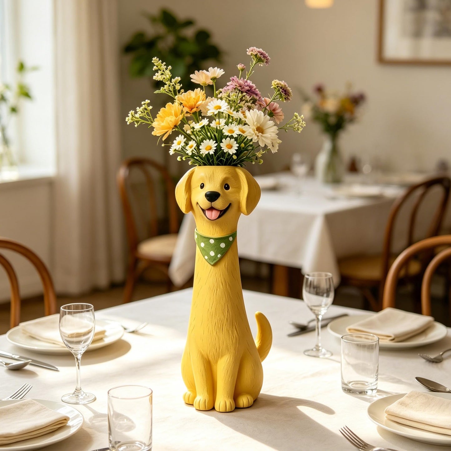 Quirky Shaped Flower Vase, Unique Decorative Resin Planter for Indoor Small Plants, Whimsical Desktop Ornament, Creative Housewarming Gift (Quirky Dog Vase)
