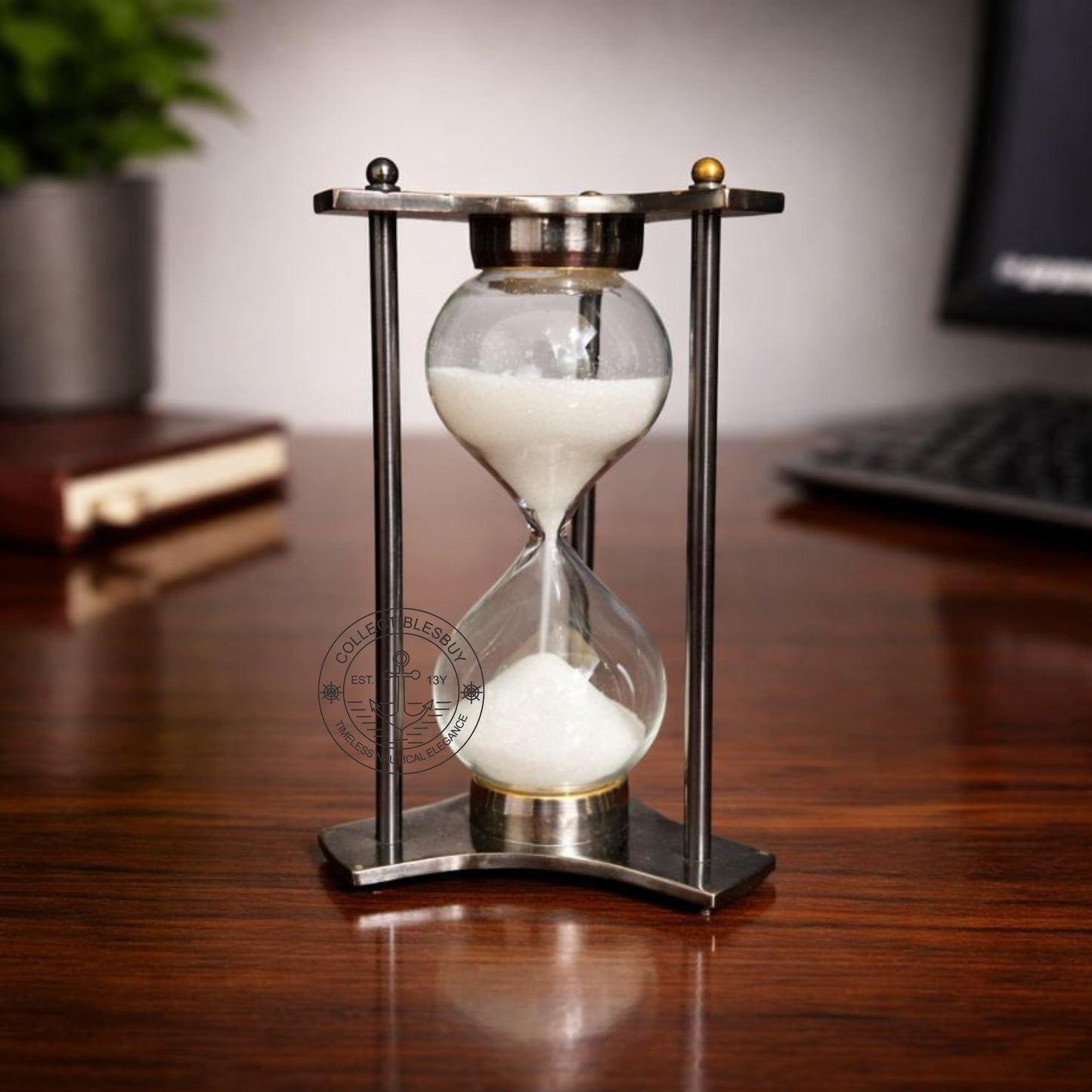 Modern Black Hourglass Timer 1 Minute – Sleek Minimalist Sand Clock for Office, Meditation, Mindfulness, Aesthetic Room Decor & Study Desk Focus Timer