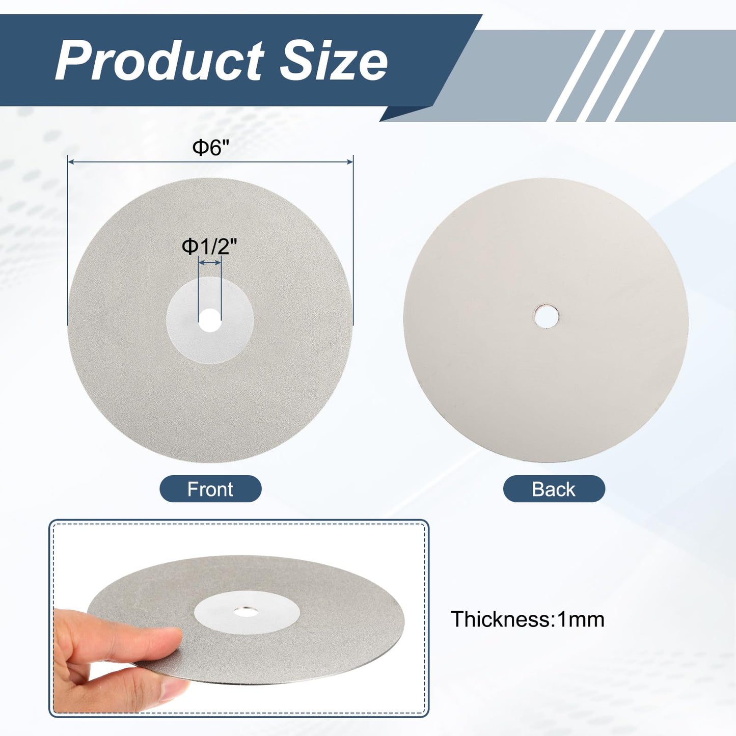 WorkBless 9PCS Diamond Flat Lap Wheel Disc Set, 6" x 1/2" Arbor Hole Abrasive Grit 120 240 600 1000 1200 1500 2000 2500 3000 for Cutting or Sanding Stone and Glass