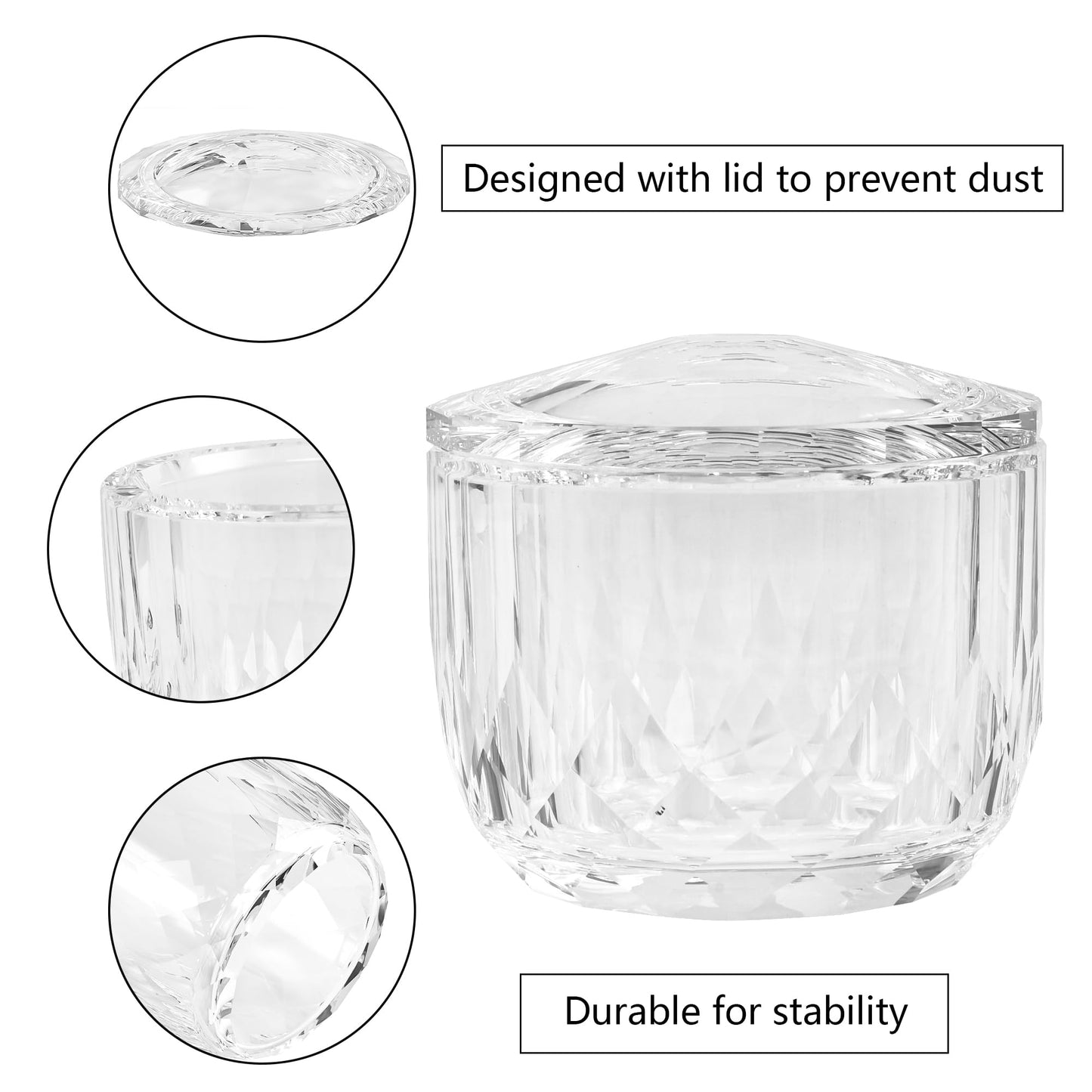 kitCom Crystal Candy Dish With Lid Hand-Cut Home Decorative Jewelry Box Candy Jar W 3.9" x H 3.5", Comes With Gift Box
