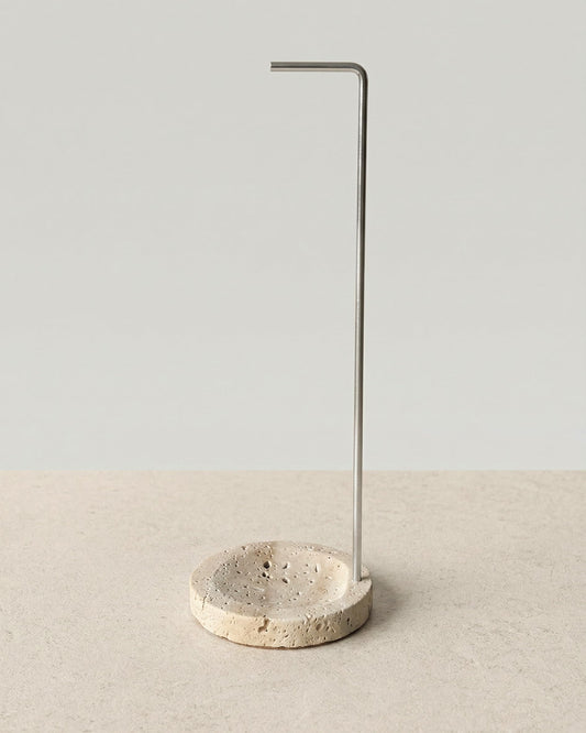 Astavostone Travertine Incense Holder for Sticks, 10.2" Upside Down Incense Burner with Aluminum Clip, Natural Stone Ash Catcher, Wabi Sabi Home Decor for Meditation, Yoga, Spa Room