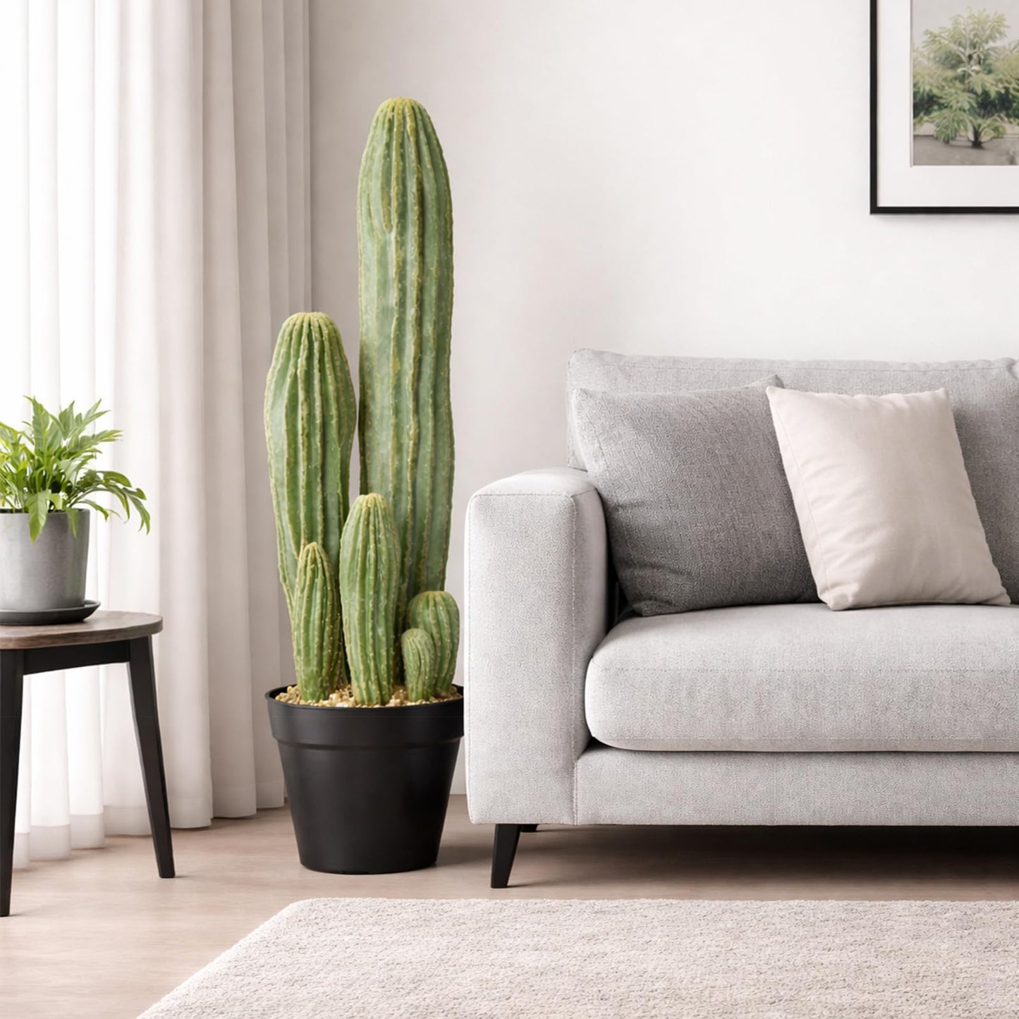 YXGTHGQZ Artificial Cactus Decor Set, 9 Piece Fake Cactus Plants Indoor, 24 Inch Large Faux Potted Cactus with 6 Cactus Picks and 2 Fern Stems