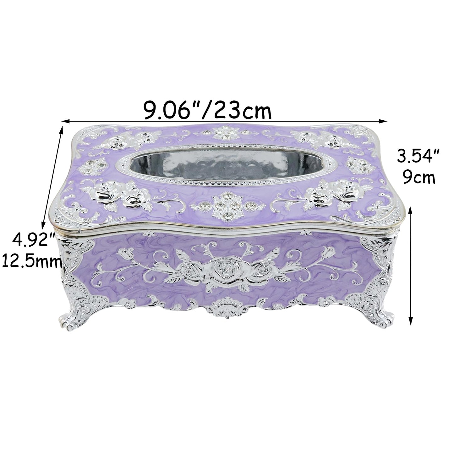 HEVSTIL Rose Tissue Box Holder –Purple Stylish Black Bling Acrylic Tissue Cover | Decorative Tissue Box for Bathroom, Bedroom & Office