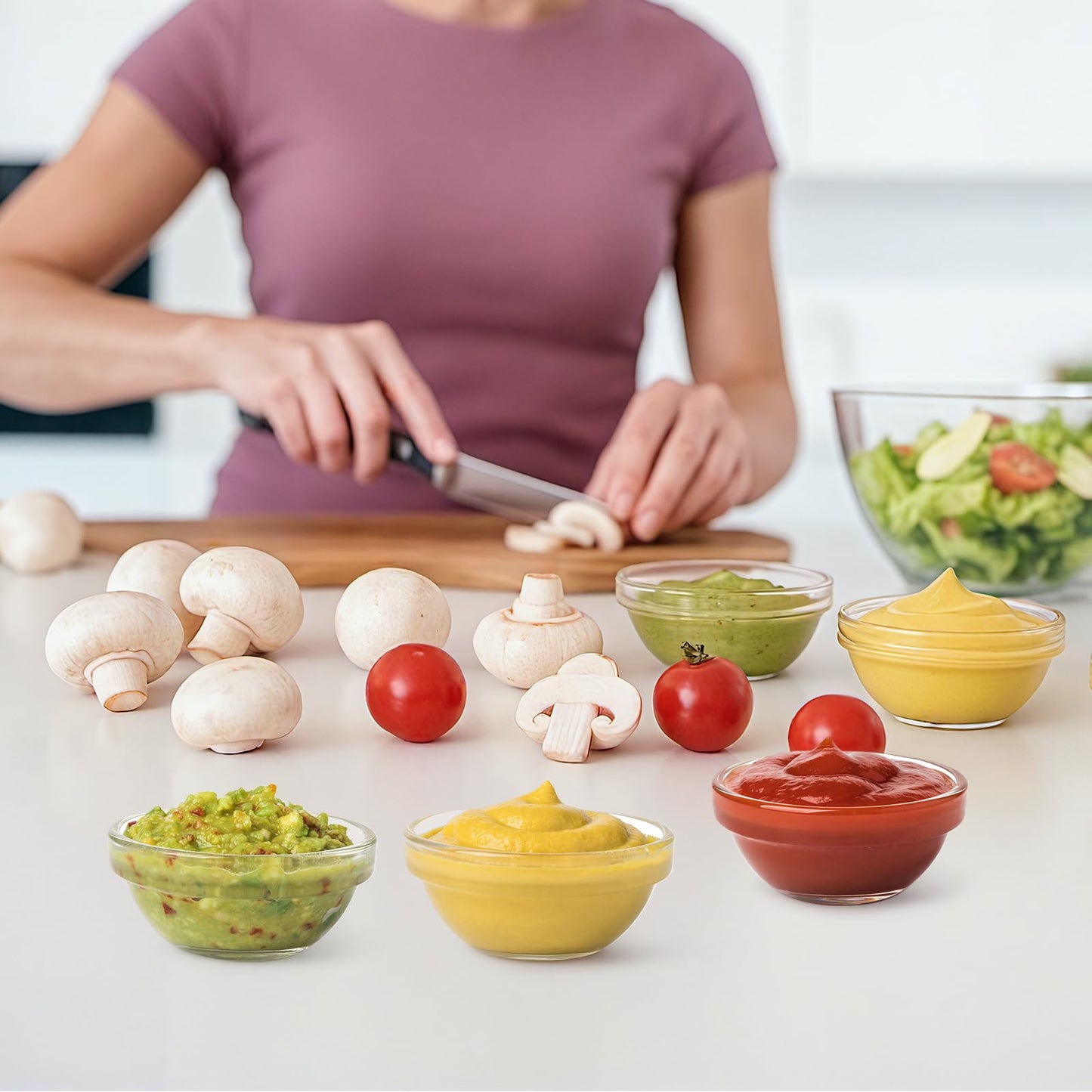 CAOXIAOXUYAO 12-Piece Mini Glass Prep Bowls Set - 4x 1.5 oz, 4x 2.5 oz, 4x 4.5 oz Small Nesting Mixing Bowls for Kitchen, Food Prep, Spices, Sauces & Snacks