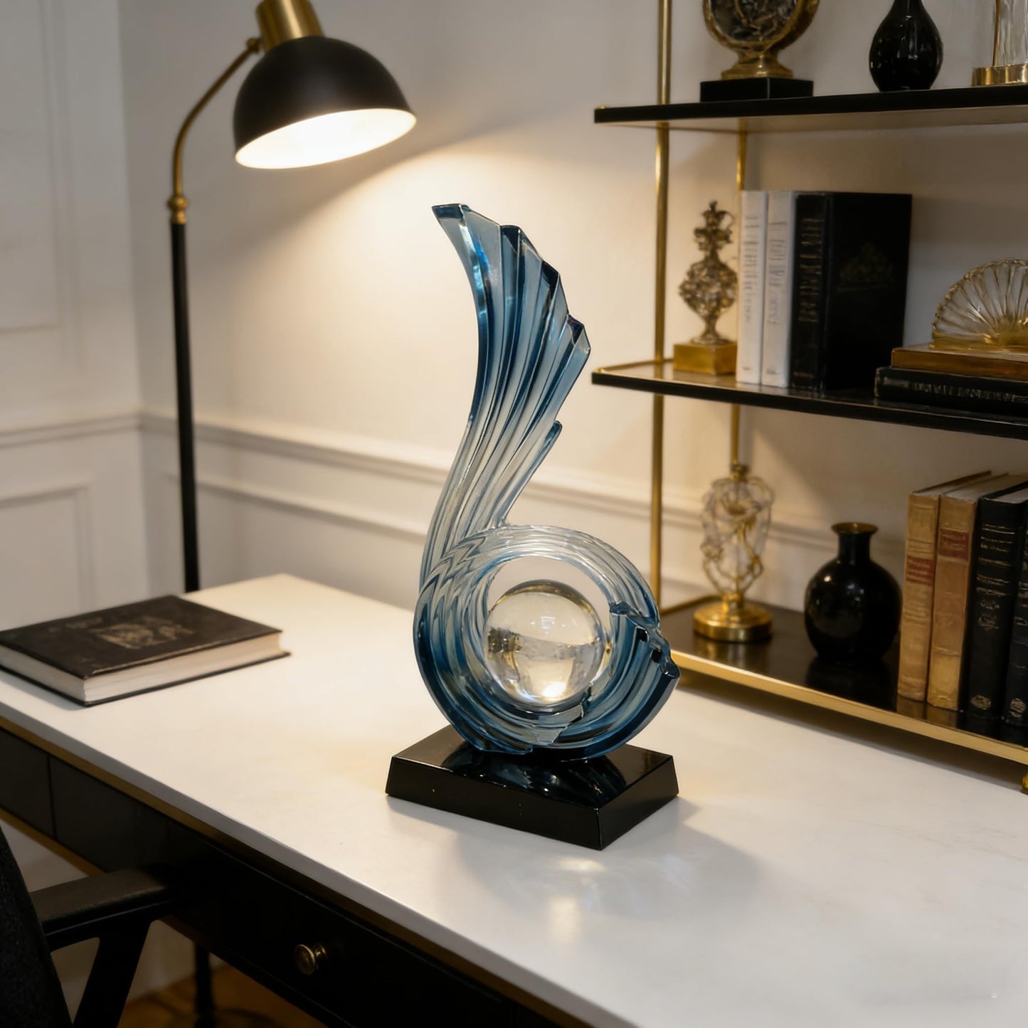 AWNR Gold Abstract Digit Statue Accent Decor, Adornos para Sala Modernos Shelf Decor Aesthetic for Coffee Table, Modern Home, TV Stand, Men's Bedroom, Coffee Table, Console Table (Abstract Blue 6)