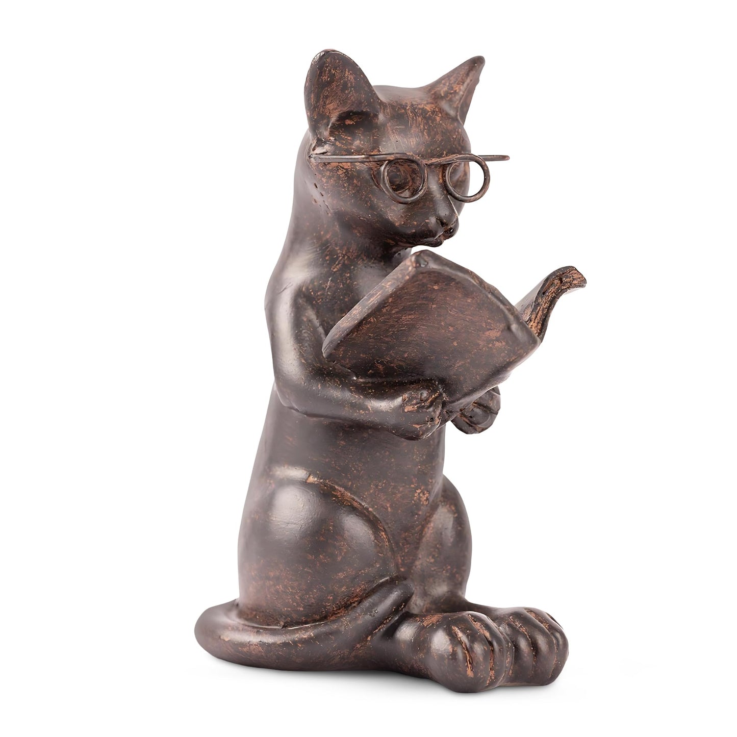 Young's Inc Cat Figurine - Cute Cat Statue - Whimsical Cat Decor for Cat Lovers, Collectibles and Meditation Decor - Cat with Eye Glasses - 4'' L X 3'' W X 5'' H