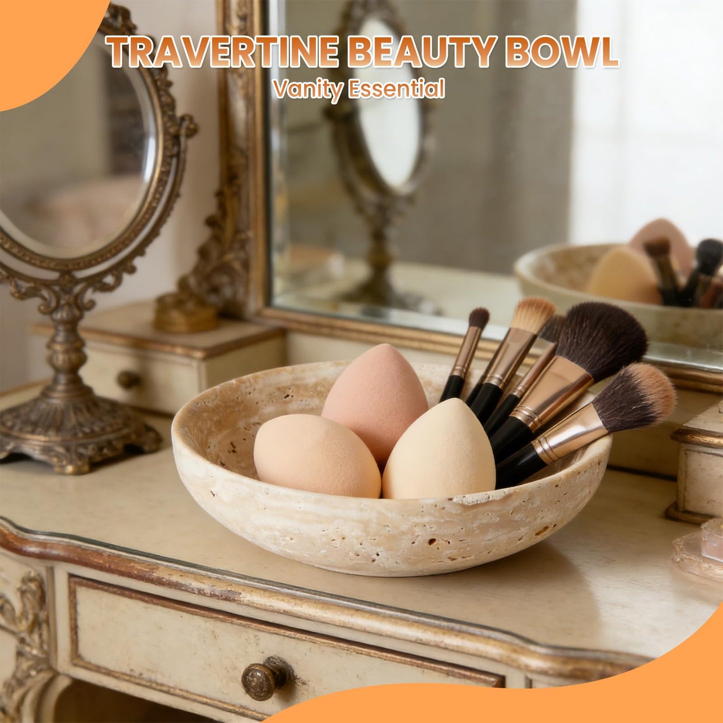Takywep Natural Travertine Decorative Bowls Modern Centerpiece Bowl for Home Decor Multipurpose Fruit and Key Holder Ideal for Entryway, Coffee Table, Kitchen Counter, Dining Table, Key Bowl