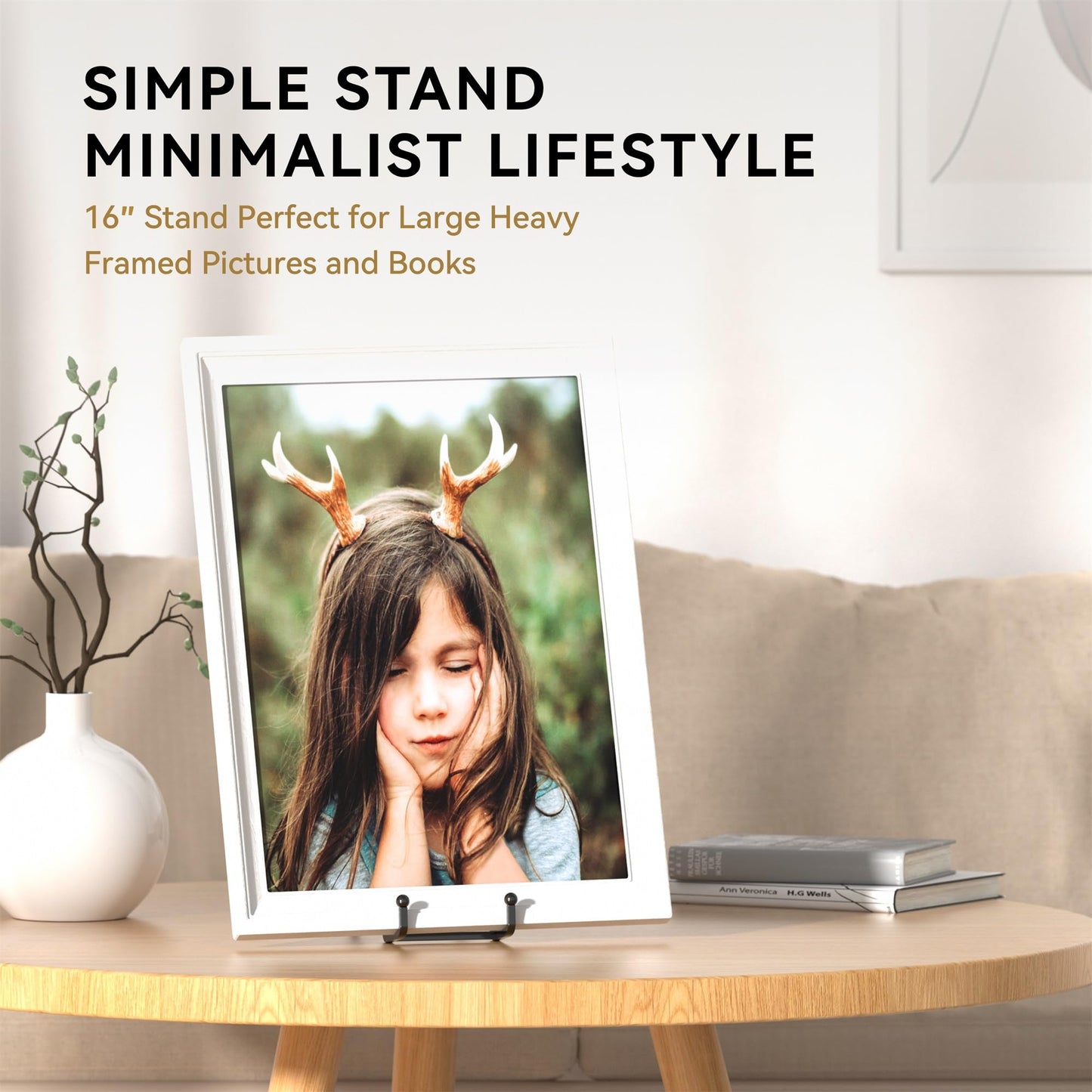 IPAME 16 Inch Heavy Duty Plate Stand (2 Pack) - Metal Display Easel for Large Plates, Picture Frames, Signs, Posters, Decorative Platters