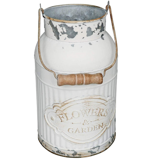 VANCORE Shabby Chic Metal Milk Jug Planter Metal Vases for Decor Rustic Flower Bucket Farmhouse Decorative Vases
