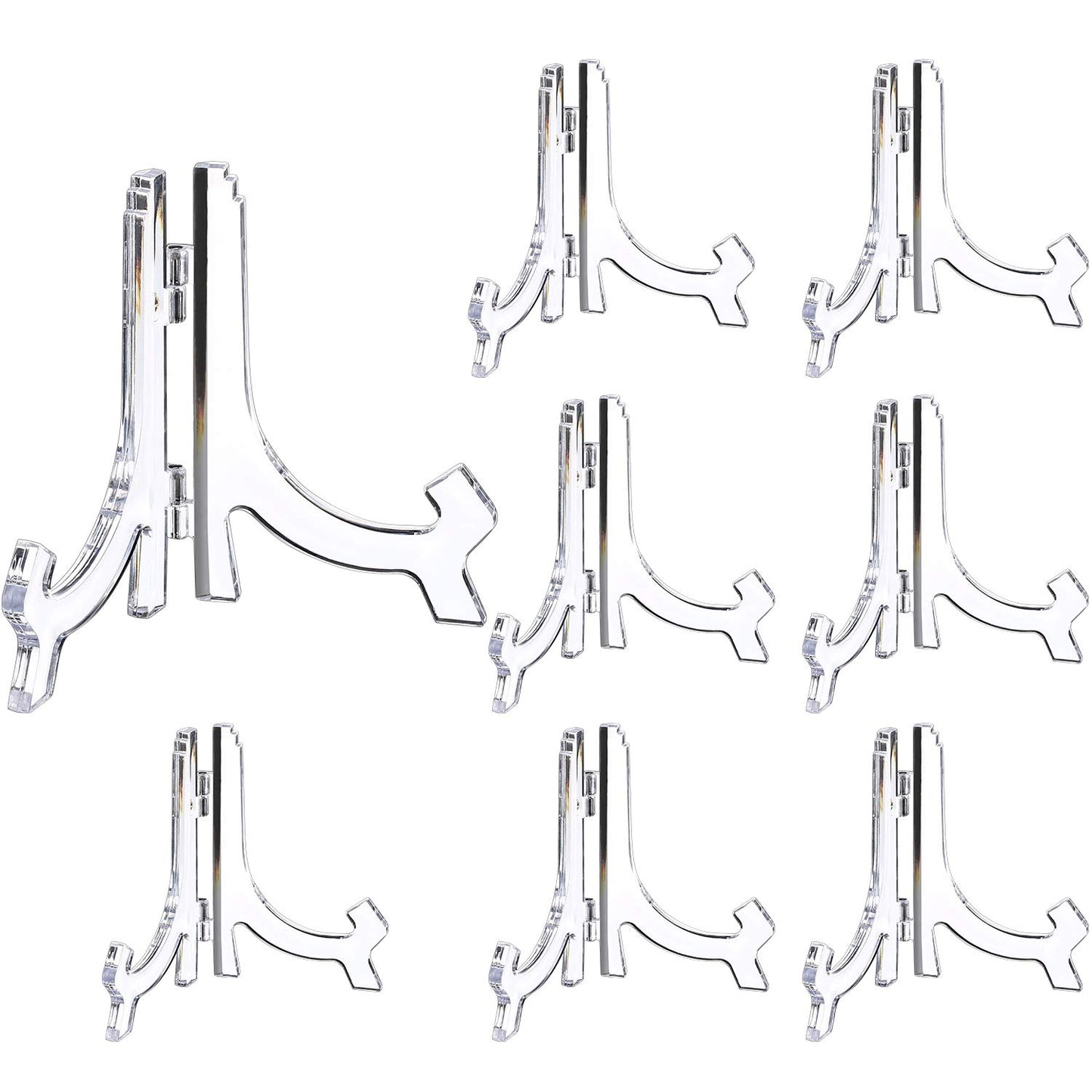 HESTYA 8 Pcs Clear Acrylic Easels Plate Stands Holders to Display Pictures or Other Items for Display Decoration (4.5 Inch)