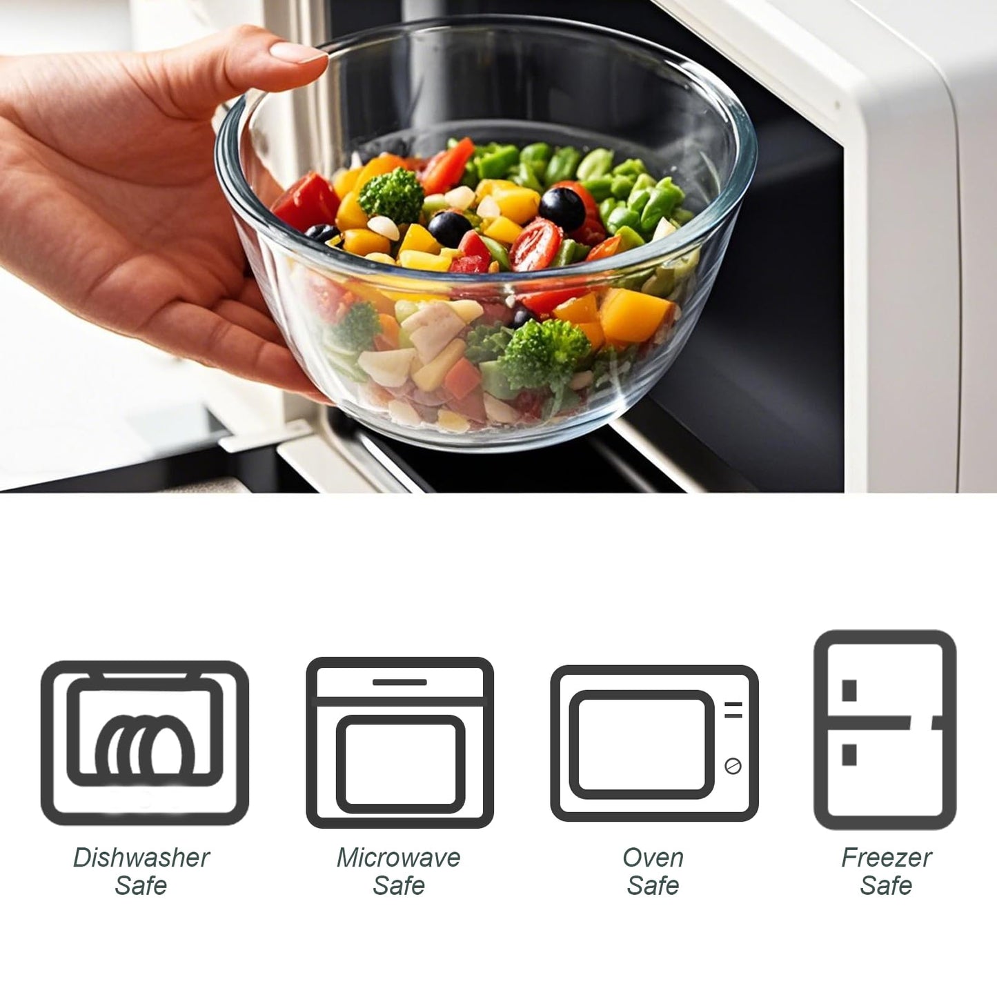 M MCIRCO Glass Mixing Bowls with Lids, 4 Packs Glass Bowl Set, Nesting Bowls for Meal Prep, Food Storage, Bowls For Cooking, Baking, BPA-Free, 0.8/1.7/1.6/2.9/4.8 Qt