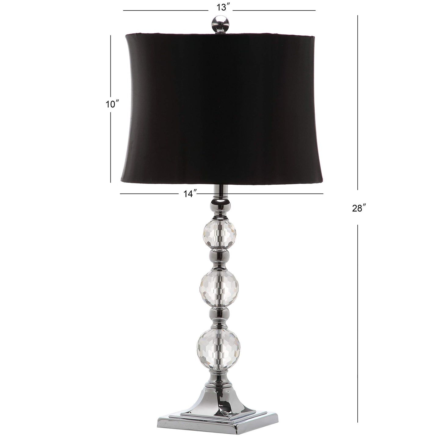 SAFAVIEH Lighting Collection Maeve Modern Crystal Ball/ Black Shade 28-inch Bedroom Living Room Home Office Desk Nightstand Table Lamp Set of 2 (LED Bulbs Included)