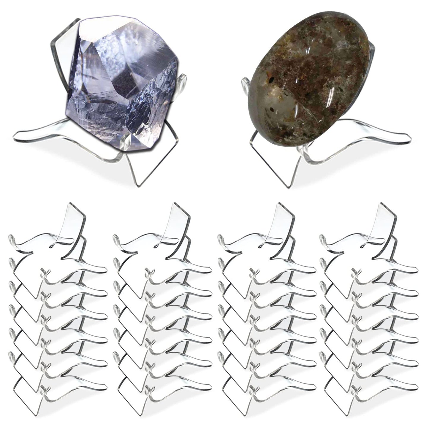 (24 PCS）Display Stand,Acrylic Rock Display stands,Clear Display Easel Stands Pedestal for Crystal Geodes Rock Mineral Agate Fossil Coral crystal/gemstone Small Collectibles Display Stands (Large)