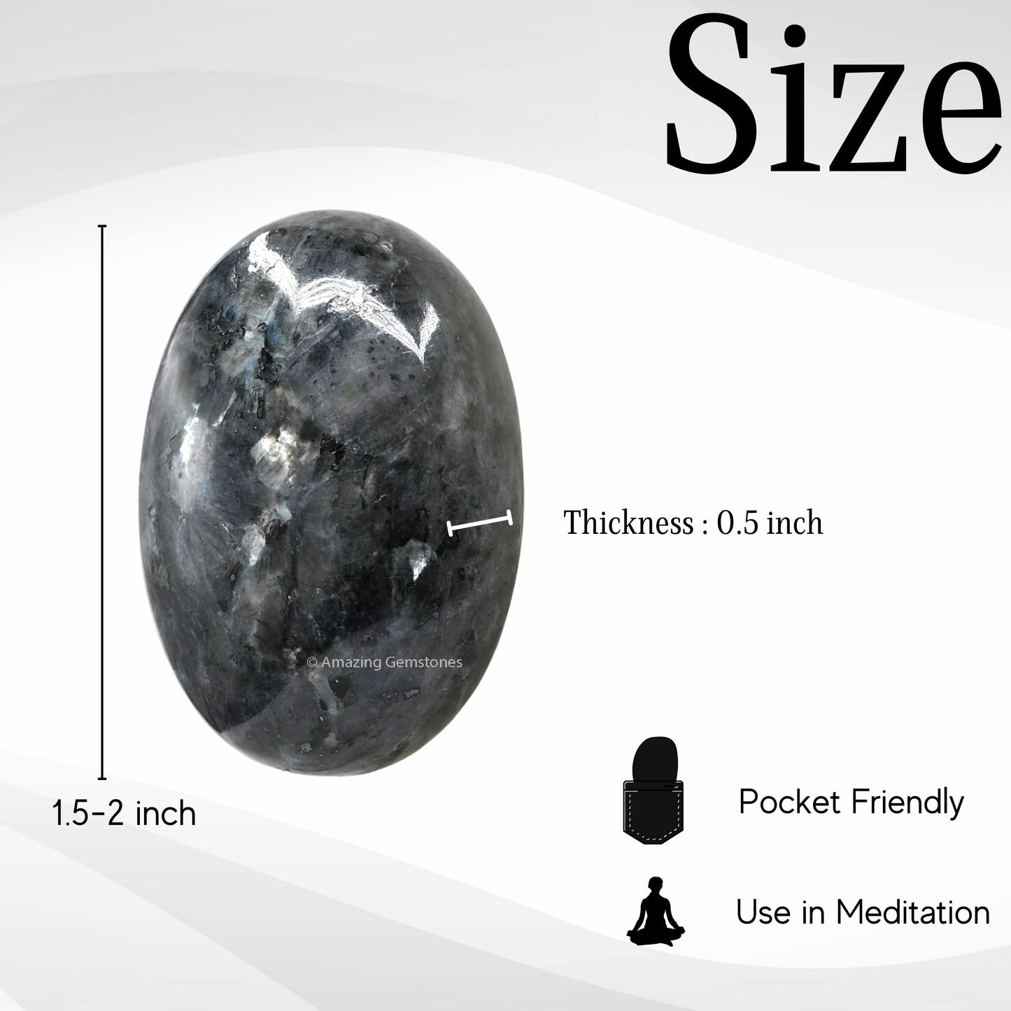 Amazing Gemstone Larvikite Crystals and Healing Stones - Large Palm Stone Crystals Piedra - Crystal for Good Luck, Balanced Positive Energy, Meditation - Unique Stocking Stuffers, Gifts for Women, Men