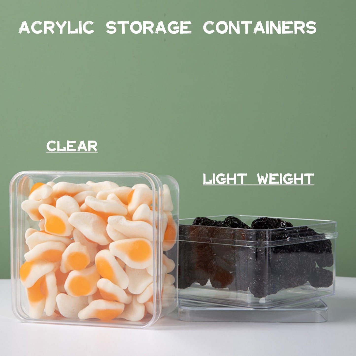 LOVPLAY Acrylic Box Clear Display Box Plastic Square Cube Acrylic Storage Containers Wedding Candy Box for Jewelry Collectibles, Minerals,Figurines 4x4x2.4Inch/100x100x60mm