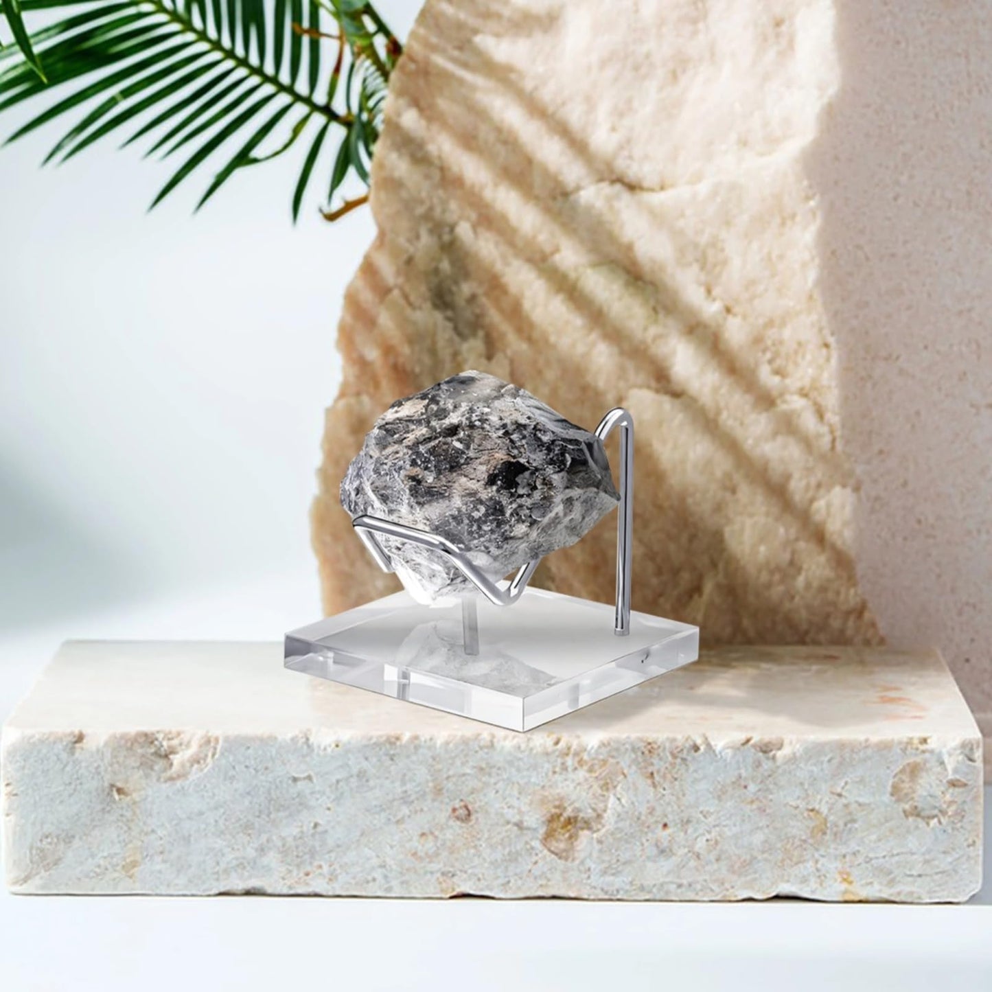 Toyosport 6 Pcs Crystal Display Stand, Rock Display Stands, Acrylic, Crystal Display Shelf with Metal Arms, 5cm Clear Base, Ideal for Rocks, Crystals, and Jewelry Showcasing