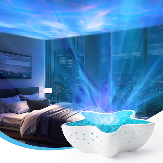 YzzYzz Starfish Northern Lights Projector, 7 Color Modes 3D Ocean Wave Night Light, Water Ripple Star Projector for Bedroom, Aesthetic Room Decor, Unique Birthday Gifts for Women Kids Teen Girls