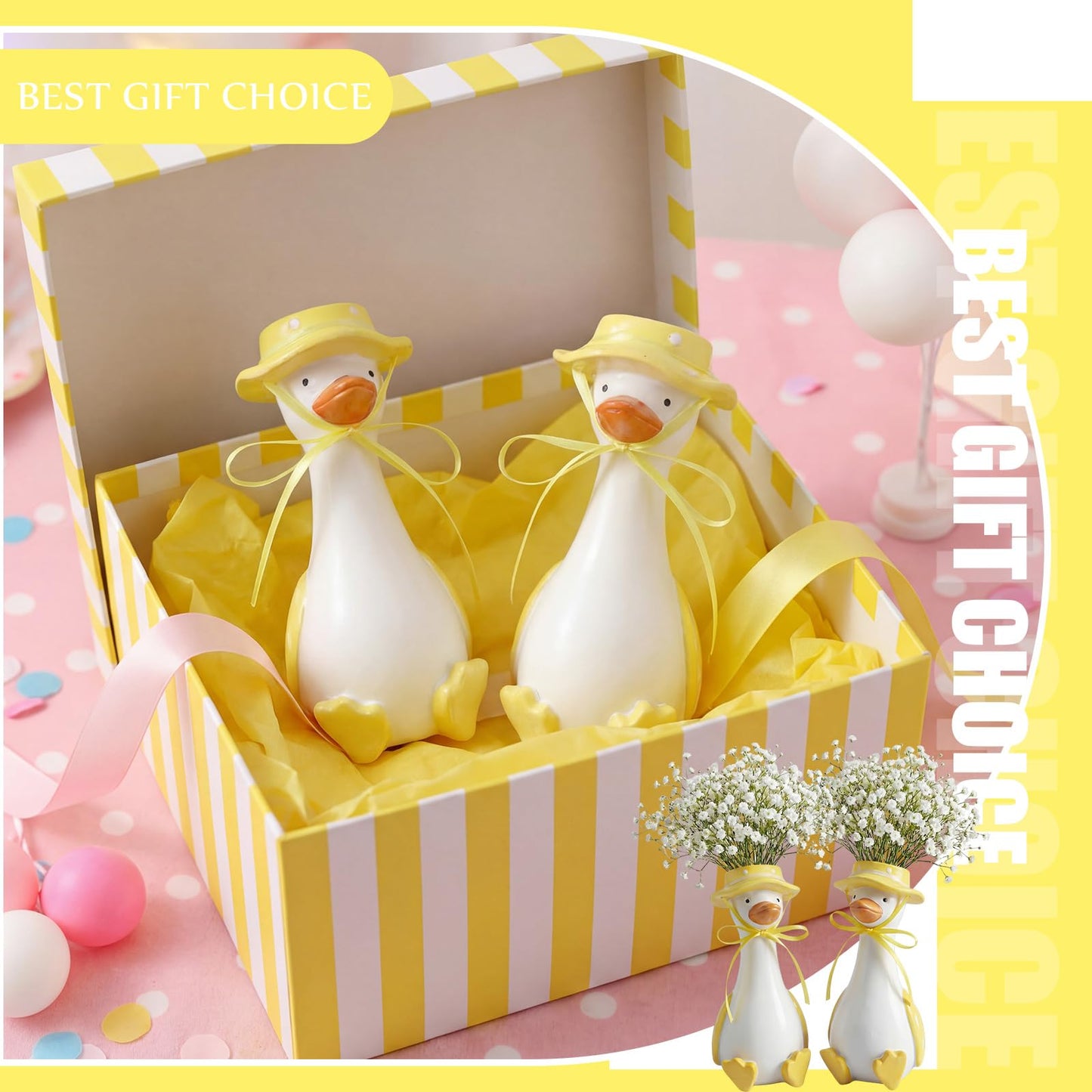 Yiyiring 2 Pcs Silly Goose Vase Funny Flower Vase, Unique Office Decor, Quirky Centerpiece for Table or Shelf,for Housewarming Gifts, Teacher Mothers Day(Yellow)