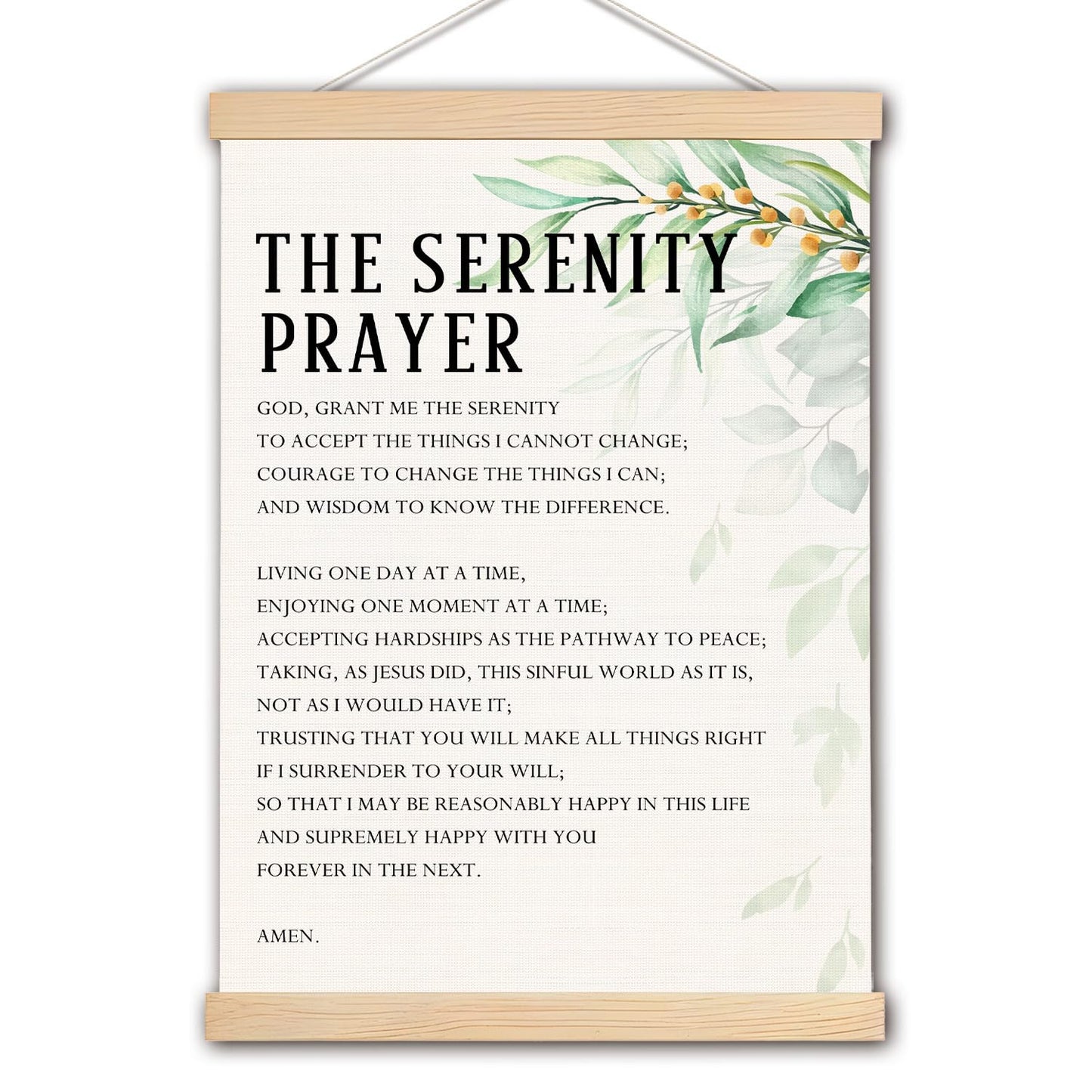 pouep Bible Verse Wall Decor, The Serenity Prayer Canvas, Motivational Framed Decor, Christian Gifts, 12.5x17 Inches, White