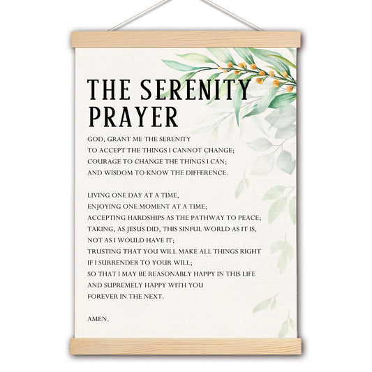 pouep Bible Verse Wall Decor, The Serenity Prayer Canvas, Motivational Framed Decor, Christian Gifts, 12.5x17 Inches, White